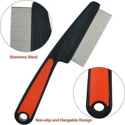 Produktbild von Floh- und Läusekamm für Hund und Katze, feine Zähne, Tränenfleckenentferner, Pflege