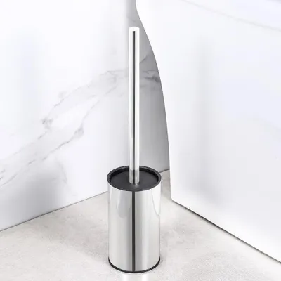 Image de Solidchoice - Brosse WC en acier inoxydable avec support et long manche