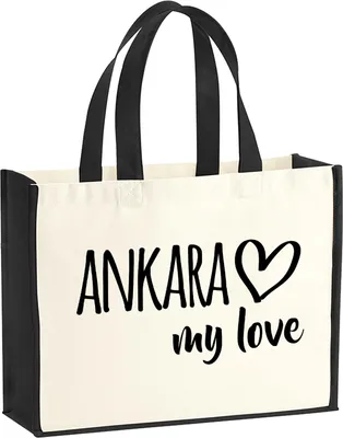 Produktbild von Huuraa Jutetasche Ankara my love 21 Liter Black Jute und Baumwolle Einkaufstasche Geschenkidee