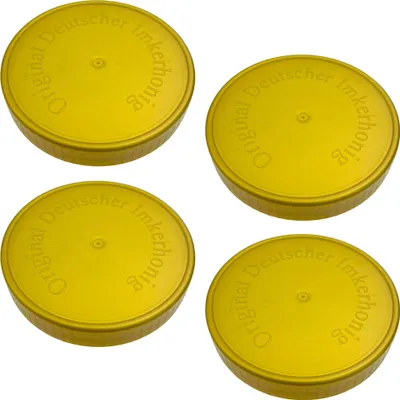Produktbild von 60x Ersatzdeckel NEUTRAL Schraubdeckel Kunststoffdeckel für 500 g Neutral Gläser mit Prägung "Original Deutscher Imkerhonig"