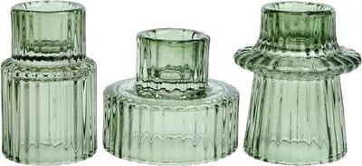 Produktbild von Famanu Glaskerzenhalter 2-in-1 Set von 3 – Teelicht + Stabkerze – Für Hochzeit, Geburtstag und Weihnachten