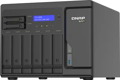 Produktbild von QNAP TS-h886 - NAS-Server - 8 Schächte - SATA 6Gb/s - RAID RAID 0, 1, 5, 6, 10, 50, JBOD, 60, RAID TP, TM - RAM 8 GB - 2.5 Gigabit Ethernet - iSCSI Support