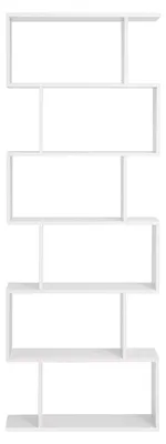 Produktbild von Modernes weißes Zickzack-Bücherregal mit 6 Ablagen