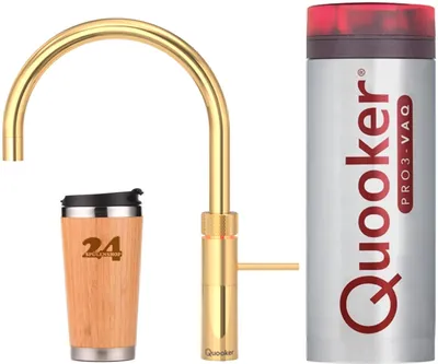 Produktbild von »QUOOKER FUSION Round VAQ PRO3 24 Karat Gold Edition & 100°C Armatur (3FRGLD)« (2-St) Spültischmischer mit 100°C Kochendwasserfunktion