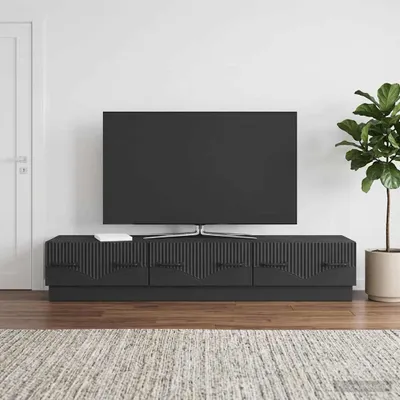 Obrázek produktu pro vidaXL Skříňka pod televizi, černá, 147 x 34,5 x 27 cm, dřevotřísková deska