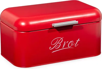 Produktbild von Theo&Cleo Brotkasten mit Deckel, Großer Knäckebrot Box aus Metall, Brotaufbewahrungsbox Bread Box, Brot und Kekse Lange Aufbewahren und Trocken Halten, Retro Design Rot