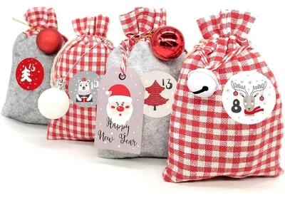 Produktbild von Adventskalender zum Befüllen 24 Stoffsäckchen Weihnachtskalender Kinder 2026 Rot