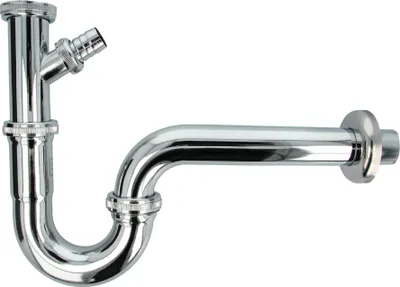 Produktbild von tecuro Röhrengeruchsverschluss Siphon mit Geräteanschluss für Waschbecken - Edelstahl/Messing verchromt