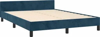 Produktbild von vidaXL Bettgestell ohne Matratze Dunkelblau 140x190 cm Samt
