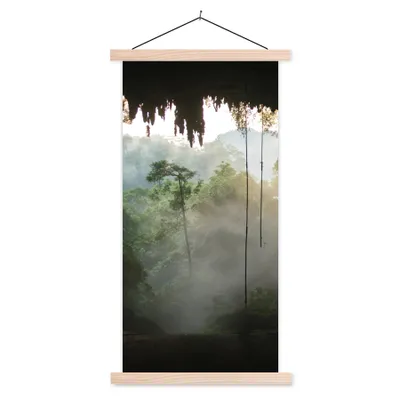Produktbild von MuchoWow® Textilposter Natürliche Höhle im Regenwald von Malaysia 60x120 cm mit holzfarbenen Rahmen - Holz