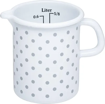 Produktbild von Riess Emaille Küchenmaß Messbecher Ø 10 cm, 1 l Pünktchen Grau