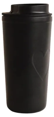 Produktbild von Eulenschnitt To Go Becher Herz Schwarz