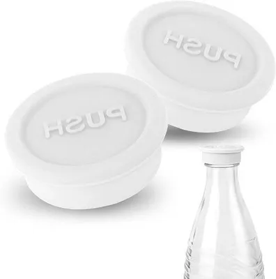 Obrázek produktu pro Opakovaně použitelné silikonové uzávěry na láhve pro Sodastream, bílé, balení po 2 kusech