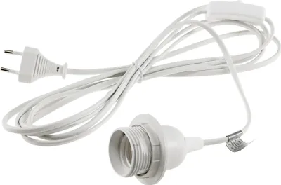Produktbild von ChiliTec 21058 Netzkabel mit Schalter und E27 Fassung 1,4m + 2m lang, weiß