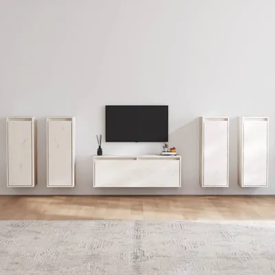 Produktbild von vidaXL TV-Schränke 5 Stk. Weiß Massivholz Kiefer