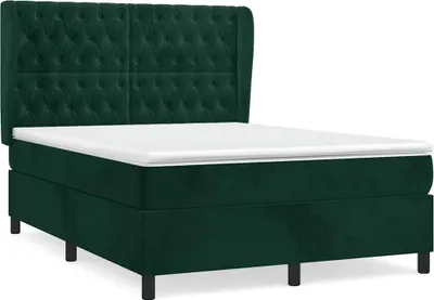 Produktbild von vidaXL Boxspringbett mit Matratze Dunkelgrün 140x200 cm Samt
