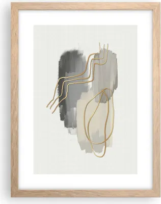 Produktbild von Gerahmtes Poster - Rahmen in heller Eiche - Abstraktion Stück Gold - 30x40 cm - Wand Bild - Wanddeko - Wandbilder - Wandposter - Bilderrahmen - Bilder - Kunstdruck - Wandbild - P2NPA30x40-4149