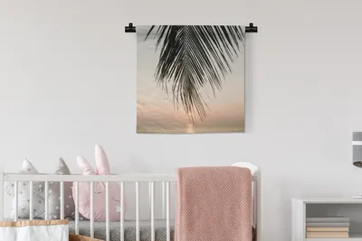 Produktbild von MuchoWow® Wandteppich Wandbehang Sonne - Palme - Blatt 60x60 cm Tapisserie Dekoration Wandtuch - Dekorationen - Wand Decke