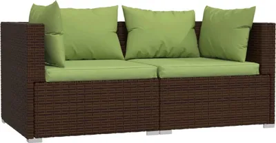 Produktbild von vidaXL 2-Sitzer-Sofa mit Kissen Braun Poly Rattan
