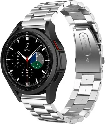 Produktbild von Strap-it Stahlarmband - Kompatibel mit Samsung Galaxy Watch 4 Classic Armband 42mm Ersatzarmband Edelstahl - Faltschließe - Hochwertiges Material - für Smartwatch 20mm Armband Silber