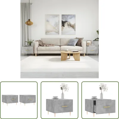 Produktbild von The Living Store Couchtische 2 Stk. Betongrau 50x50x40 cm Holzwerkstoff