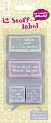Produktbild von Die verrückte Wollerei Stofflabel: 16 Stofflabel mit 4 witzigen Sprüchen