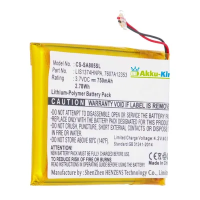 Akku fuer Sony NW-A805- Li-Polymer 750mAh