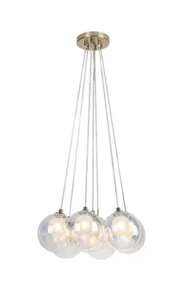Imagen del producto de Rabalux 72304, lámpara colgante, diseño "Rosa de Jericó", casquillo G9, 7 bombillas, máximo 25 vatios por bombilla, metal y vidrio, color champán