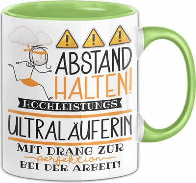 Produktbild von Ultraläuferin Tasse Geschenk Lustig Abstand Halten Hochleistungs-Ultraläuferin Mit Drang Zur Perfektion Bei Der Arbeit (Grün)
