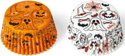 Image de Panier à muffins Halloween citrouille et fantômes 36pcs 5x3cm