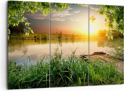 Produktbild von Bild auf Leinwand - Leinwandbild - Brücke See - 105x70cm - Wand Bild - Wanddeko - Wandbilder - Leinwanddruck - Bilder - Kunstdruck - Wanddekoration - Leinwand bilder - Wandkunst - CE105x70-3914