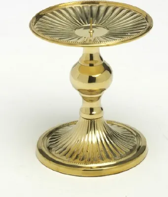 Produktbild von Kerzenleuchter Scheibenleuchter Messing Gold (H 15 cm Ø 13 cm) für Kerzen, Altarkerzen