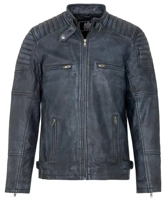 Produktbild von URBAN 5884 Herren Lederjacke RALF, Lederjacke herren echtleder im Bikerstil, Wei