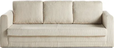 Image de Best Mobilier Marilia - canapé 3 places - convertible déplimousse - en velours côtelé , Beige