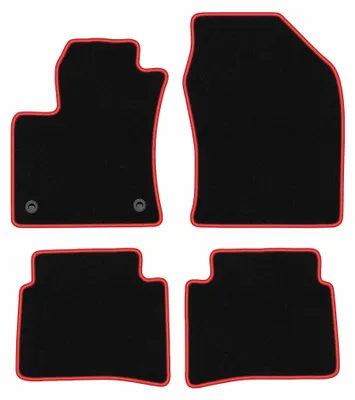 Produktbild von Velours-Fußmatten für Toyota Prius IV 2017- (Schrägheck) – 4-tlg, Schwarz/Rot, passgenau – Wielganizator CARLUX