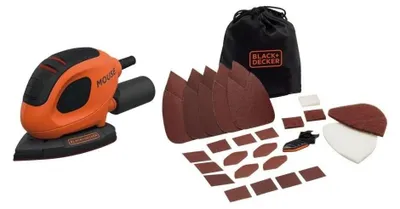 Productafbeelding van Driehoekschuurmachine schuurmachine - 55 W - 133 x 95 mm - Stofzuigeradapter - Zwart en oranje