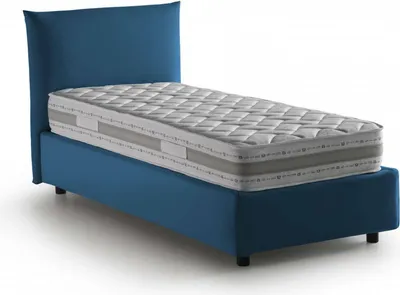 Produktbild von Einzelbett Dborbe, Containerbett mit Stoffbespannung, 100%  Italy, Seitliche–ffnung, inklusive Matratze 80x190 cm, Blau