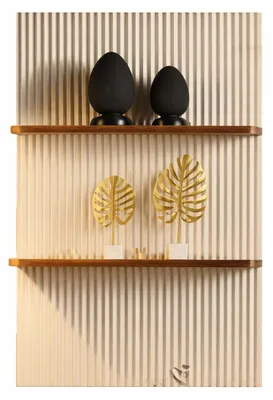 Produktbild von Modernes Wandregal mit ribbeldesign und eleganten goldenen Akzenten