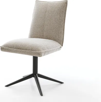 Immagine prodotto di DELIFE sedia girevole Lelio-Flex tessuto morbido beige base nera girevole a 360° funzione dondolo nucleo a molle tascabili