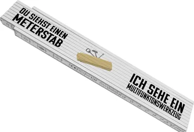 Produktbild von Multifunktionswerkzeug Meterstab aus Holz mit lustigem Spruch