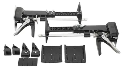 Produktbild von Schrankheber 2er Set - Montageheber für Hängeschränke - Verstellbare Höhe 0–23 cm - Tragkraft 50–70 kg - Schwerer Edelstahl