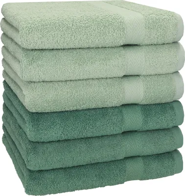 Produktbild von Betz Premium Handtuch Set 6-teilig – 6× Handtücher 50×100 cm, 100% Baumwolle 470 g/m², weich & saugstark, ® Farbe heugrün/tannengrün