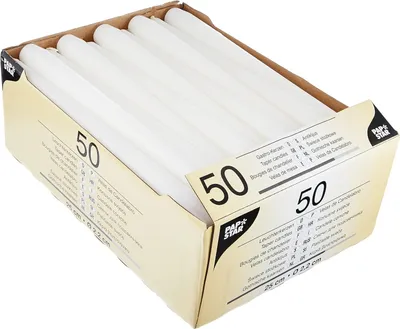 Image de 50 bougeoirs, diamètre 2,2 cm, hauteur 25 cm, couleur blanche