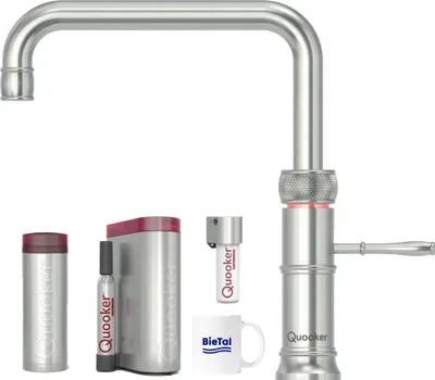 Produktbild von Quooker Wasserhahn Classic Fusion Square Voll Edelstahl & PRO3 & CUBE mit Filter