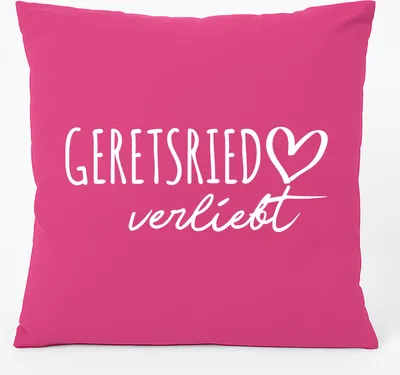 Produktbild von Huuraa Kissen Geretsried verliebt 40x40cm mit Füllung Fuchsia Baumwolle Dekokissen Geschenkidee