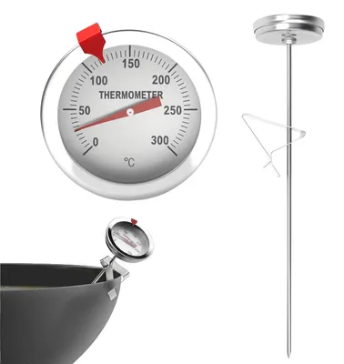 Immagine prodotto di Termometro per carni, resistente fino a 300 °C, in acciaio inossidabile, 23 cm, con clip, per uso in cucina