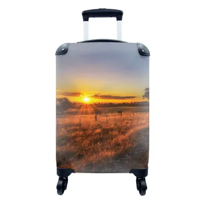 Produktbild von MuchoWow® Koffer Handgepäck Trolley Rollkoffer Kleine Reisekoffer mit 4 Rollen - Sonne - Gras - Baum - Natur - Cabin Size < 55x40x23 cm & 55x40x20 cm - Fotokoffer - Kabinenkoffer - Boardgepäck - Reise-Box - Reisekoffer - Reisegepäck - Koffer mit Bild - Trolley für Kinder