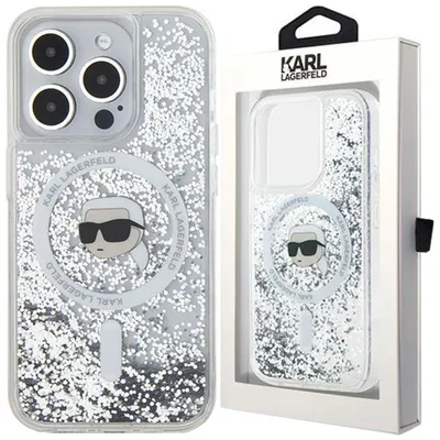 Image de Karl Lagerfeld Liquid Glitter Karl Head MagSafe Case pour iPhone 15 Pro Max - Clair