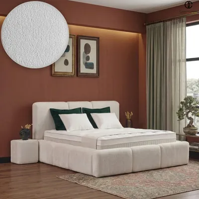 Produktbild von Boxspringbett mit Bettkasten ELSA 140 x 200 cm, Creme, Matratze, Topper integriert, H3