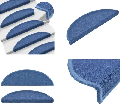 Immagine prodotto di vidaXL 15 pezzi Tappetini per scale blu 56 x 17 x 3 cm - Tappetino per scale - Tappetino per scale - Tappetino per gradini - Tappetini per gradini